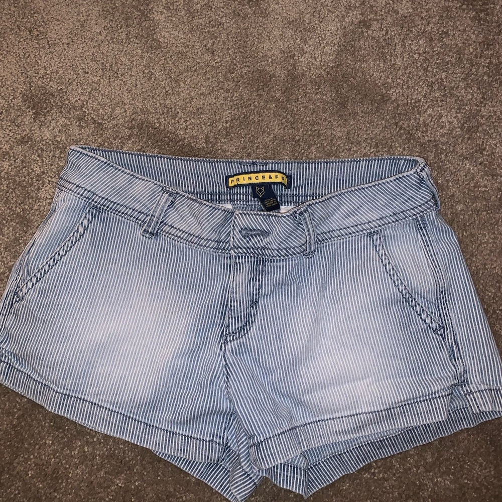 Striped jean shorts